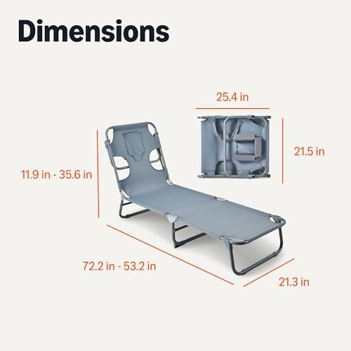 Amazon Basics Outdoor Lounge Chair, Foldable Design - Image 2