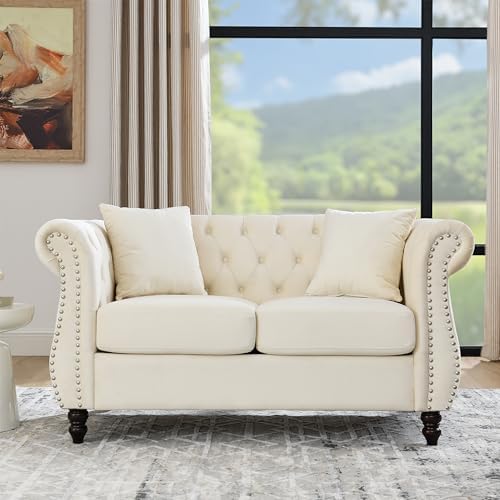 59" Chesterfield Loveseat Velvet Sofa by Kolavess