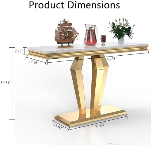Henf 47in Faux Marble Console Table - Image 2