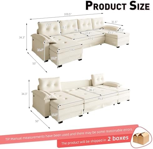 109.5" U-Shaped Sleeper Sofa - Image 3