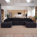 Claiks 120" Boneless Couch, U-Shape Corduroy Sectional Sofa by CLAIKS