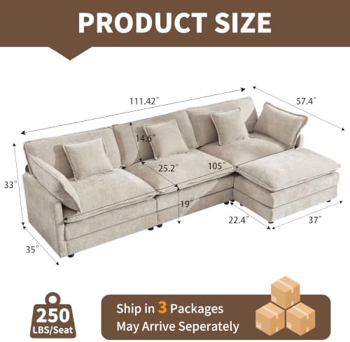 Tmsan 111.42" Cloud Couch Modular Sectional Sofa - Image 2