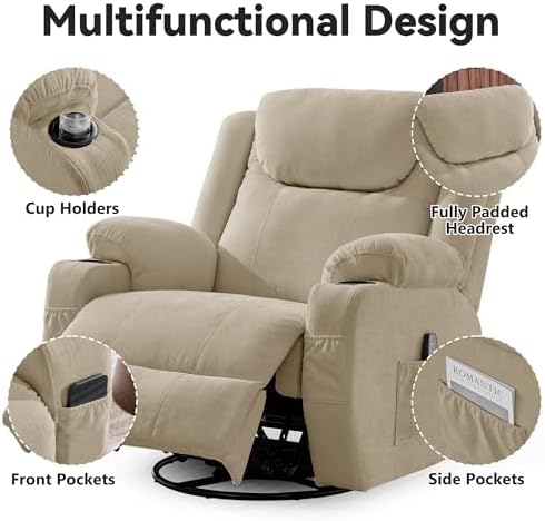 Korser Oversized Recliner Chair, 360° Swivel Recliner - Image 6
