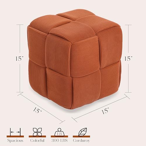Cmishe 15" Square Woven Corduroy Ottoman Footrest - Image 3