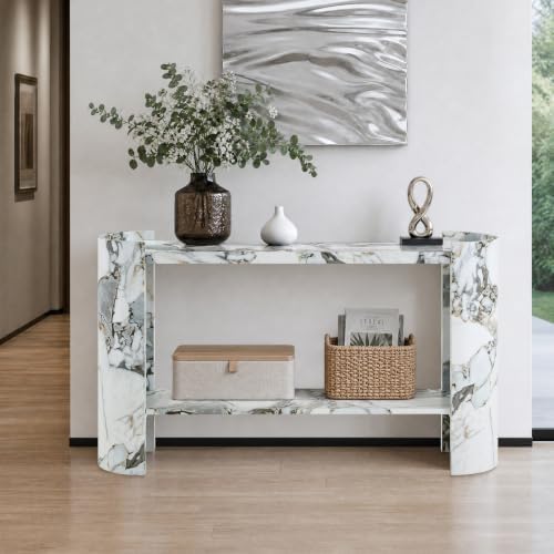 LKTART 53" Faux Marble Console Table, 2-Tier Entryway Table - Image 3