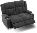 Recliner Loveseat Sofa with Cup Holders, 2-Seater Fabric Reclining Couch by Unknown