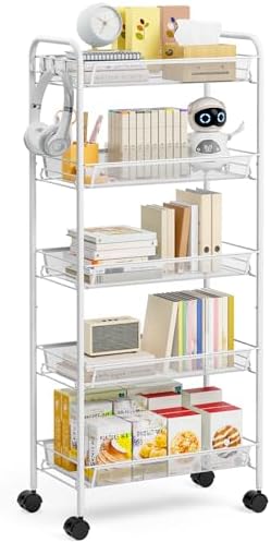 TOOLF 5 Tier Rolling Cart, Metal Utility Storage Cart by TOOLF