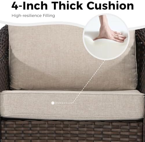 3 Piece Patio Wicker Conversation Set, All-Weather Use Outdoor Wicker Loveseat - Image 5