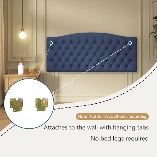 Furpopup Linen Queen Size Headboard Only, Upholstered Wall Mount - Image 4