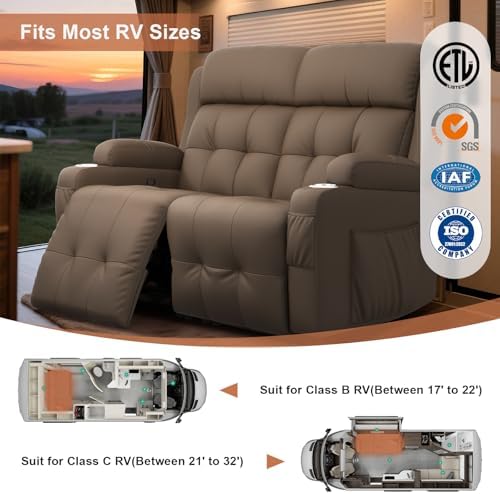 RV Loveseat Recliner Sofa, Wall Hugger Reclining RV Couch - Image 5