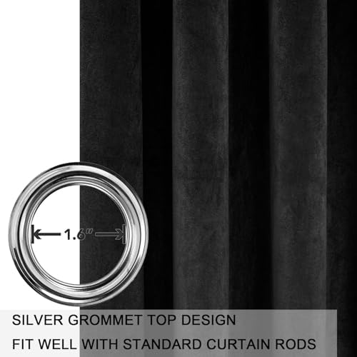 SMILETIME Black Velvet Curtains 52"x96" Grommet 4 Panels - Image 5