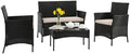 FDW 4-Piece Patio Furniture Set | Black & Beige | Outdoor Wicker Furniture by FDW