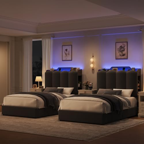 HOSTACK Twin Upholstered Platform Bed Frame - Image 3