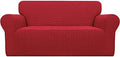 Easy-Going Stretch Loveseat Couch Covers Washable Christmas Red by Easy-Going