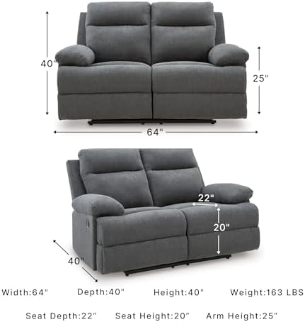 Signature Design by Ashley Yarrow Lane Reclining Loveseat Couch - Image 3