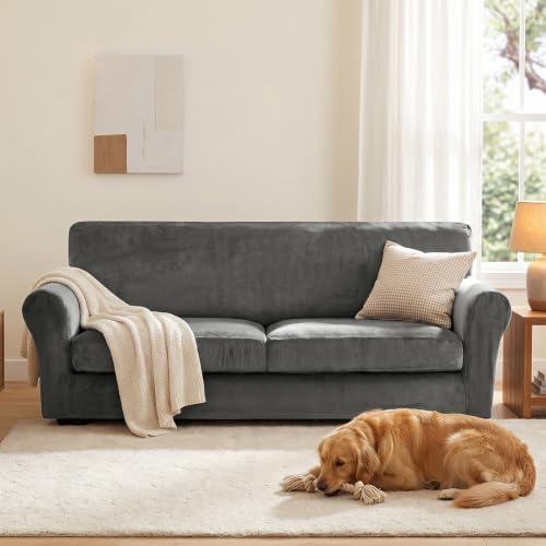 XINEAGE 3-Piece Velvet Sofa Cover, Couch Covers - Image 4