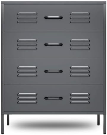 COFaR Metal Dresser for Bedroom, 40in Tall Black Metallic Bedroom Dresser by COFAR