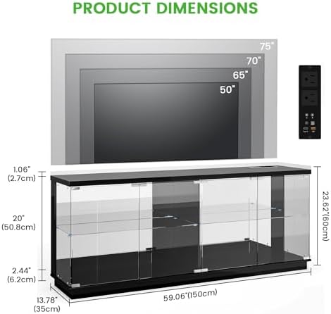 HNEBC 71" Glass Display TV Cabinet - Image 2