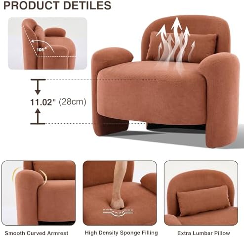 LOULENS Accent Chair Set of 2, Linen Fabric Lounge Armchair - Image 3