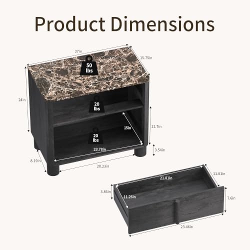 Nightstand Set of 2, Modern Curved End Tables - Image 2