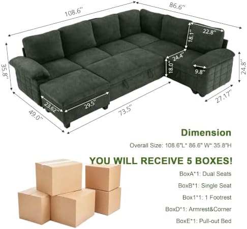 Modern L-Shape Sleeper Sofa - Image 2