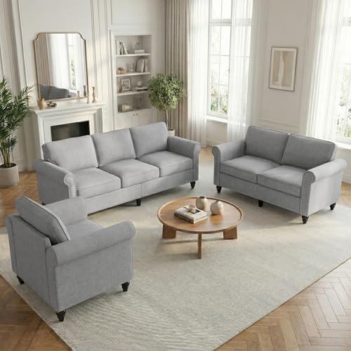 Mjkone 3 Pieces Living Room Sofa Set, Modern Sectional Sofa Couch and Loveseat by Mjkone