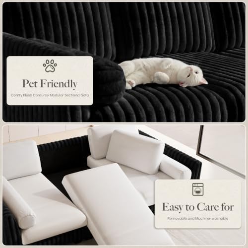 Belffin Oversized Cloud Deep Seat Sectional Sleeper Sofa Bed Corduroy Couch. - Image 4