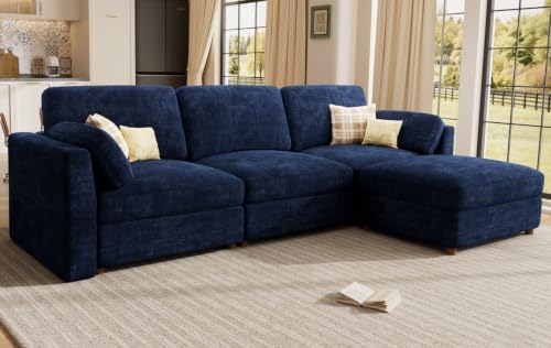 Oversized Modular Sectional Sofa L-Shaped Cloud Couches Blue by Kalafini