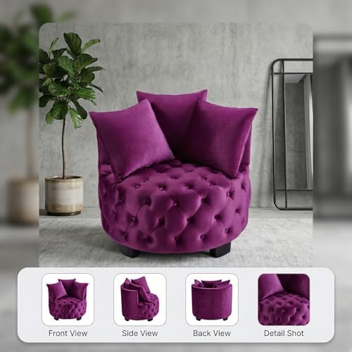 Modern Velvet Round Accent Armchair - Image 4