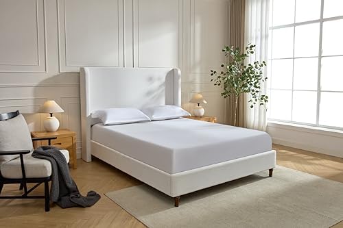 California King Size Upholstered Bed Frame, Elegant Simplicity/Strong Wood - Image 3