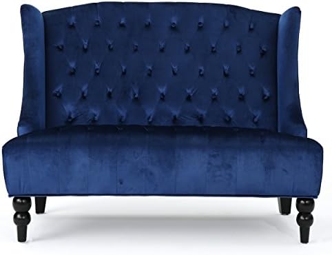 Modern Tufted Velvet Wingback Loveseat, Tufted Velvet 2 Seat Couch Sofas - Image 5