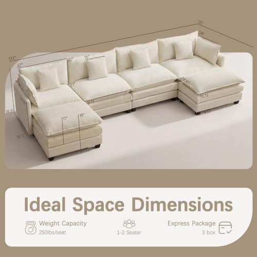 Modular Sectional Sofa 133" Oversized Cloud Couch - Image 2