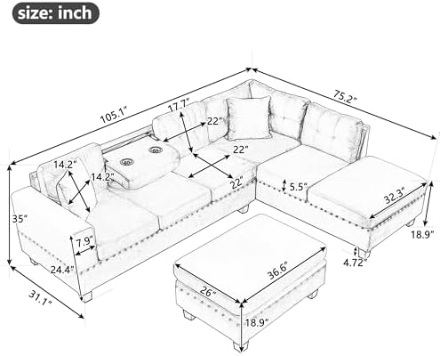 Merax Modern Sectional Sofa - Image 2