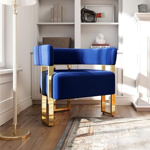 Navy Blue Velvet Accent Chairs, Barrel Armchairs by STHOUYN