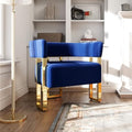 Navy Blue Velvet Accent Chairs, Barrel Armchairs by STHOUYN