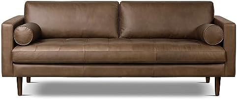 Poly & BARK Napa 88.5" Sofa – Cocoa Brown Full-Grain Pure-Aniline Italian by Unknown