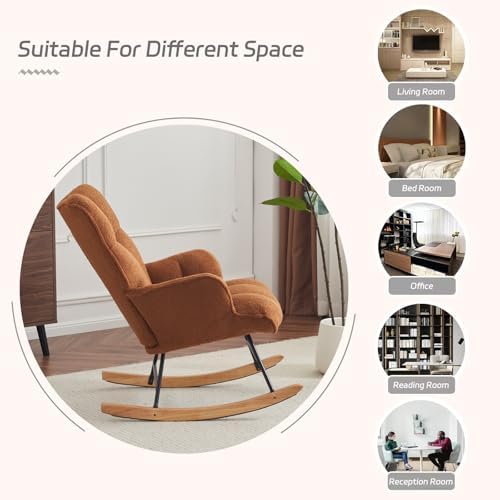 SAETSFEG Nursery Rocking Chair Teddy, Upholstered Glider Rocker - Image 6