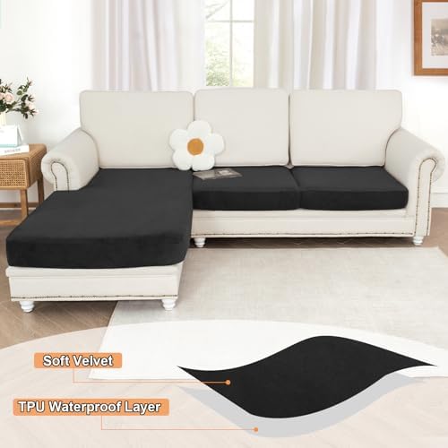 NAISI Waterproof Couch Cushion Covers Thick Velvet Fabric Washable Sofa - Image 2