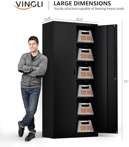 VINGLI Metal Garage Storage Cabinet - Image 3