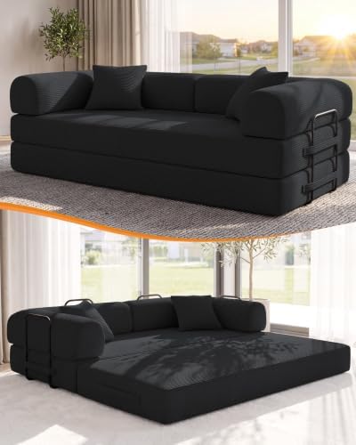 79" Sofa Bed, Convertible Futon Sofa, Boneless Couches by NNQComfyHome
