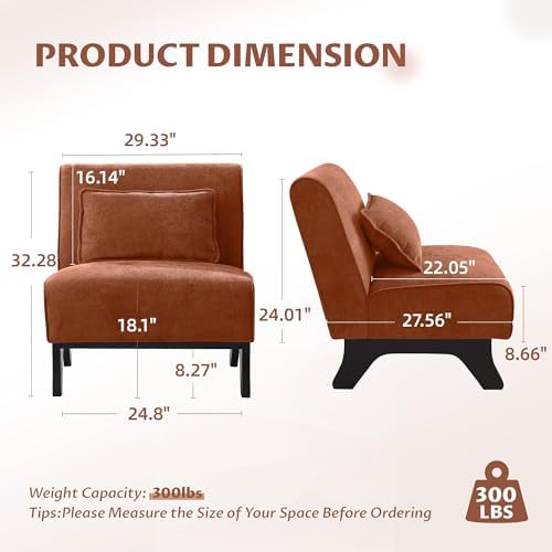 Armless Accent Chairs Set of 2 Upholstered Living Room Side Chairs - Image 2
