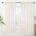 YoungsTex Ivory White Linen Sheer Curtains 52 X 63 Inch Length by YoungsTex