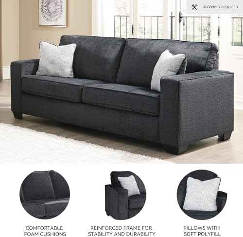 Signature Design by Ashley Altari 3-Seater Chenille Sofa, Slate Gray - Image 4