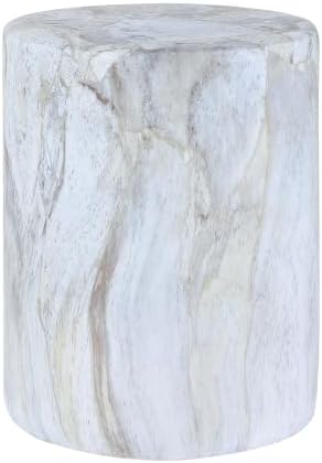 JONATHAN Y Troy Faux Marble Cylinder Accent End Table 17" by JONATHANY