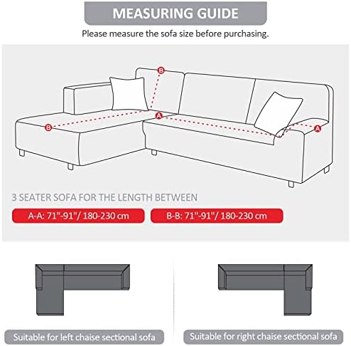 KinCam Sectional Couch Covers Stretch L Shape Sofa Covers, Light Grey - Image 5