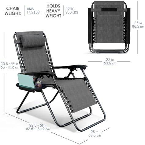 Nestl Zero Gravity Chairs Set of 6, Patio Lounge Chair Outdoor - Image 3