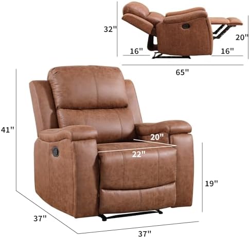 CANMOV Leather Recliner Chair Set of 2, Classic and Traditional Manual Recliner - Image 2