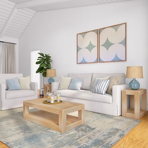Plank+Beam Modern Coffee Table, Rectangular, 40 Inch, Blonde Wirebrush - Image 7