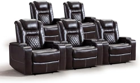 CANMOV Electric Power Recliner Chair Set of 5, Breathable Leather Home Theater by CANMOV