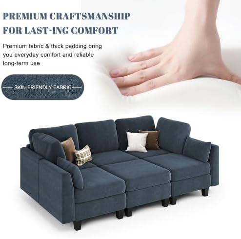 Mangodan Sectional Sleeper Sofa, 6 Seaters Modular Sleeper Sofa Couch - Image 6